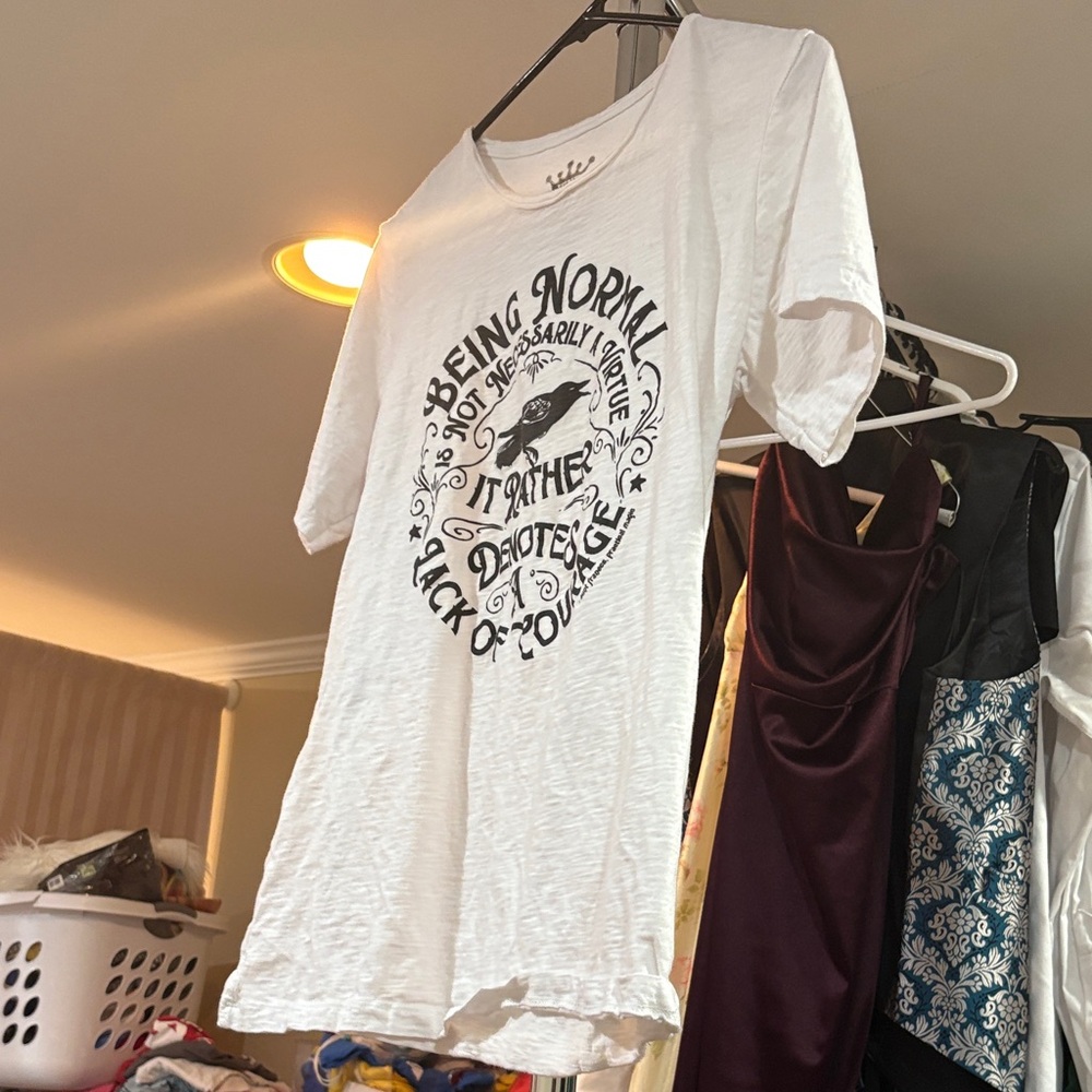 White Graphic T-Shirt with Black Print